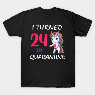 I Turned 24 in quarantine Cute Unicorn T-Shirt